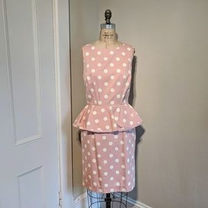NWT Lotus Grace Polkadot Peplum Blush Dress